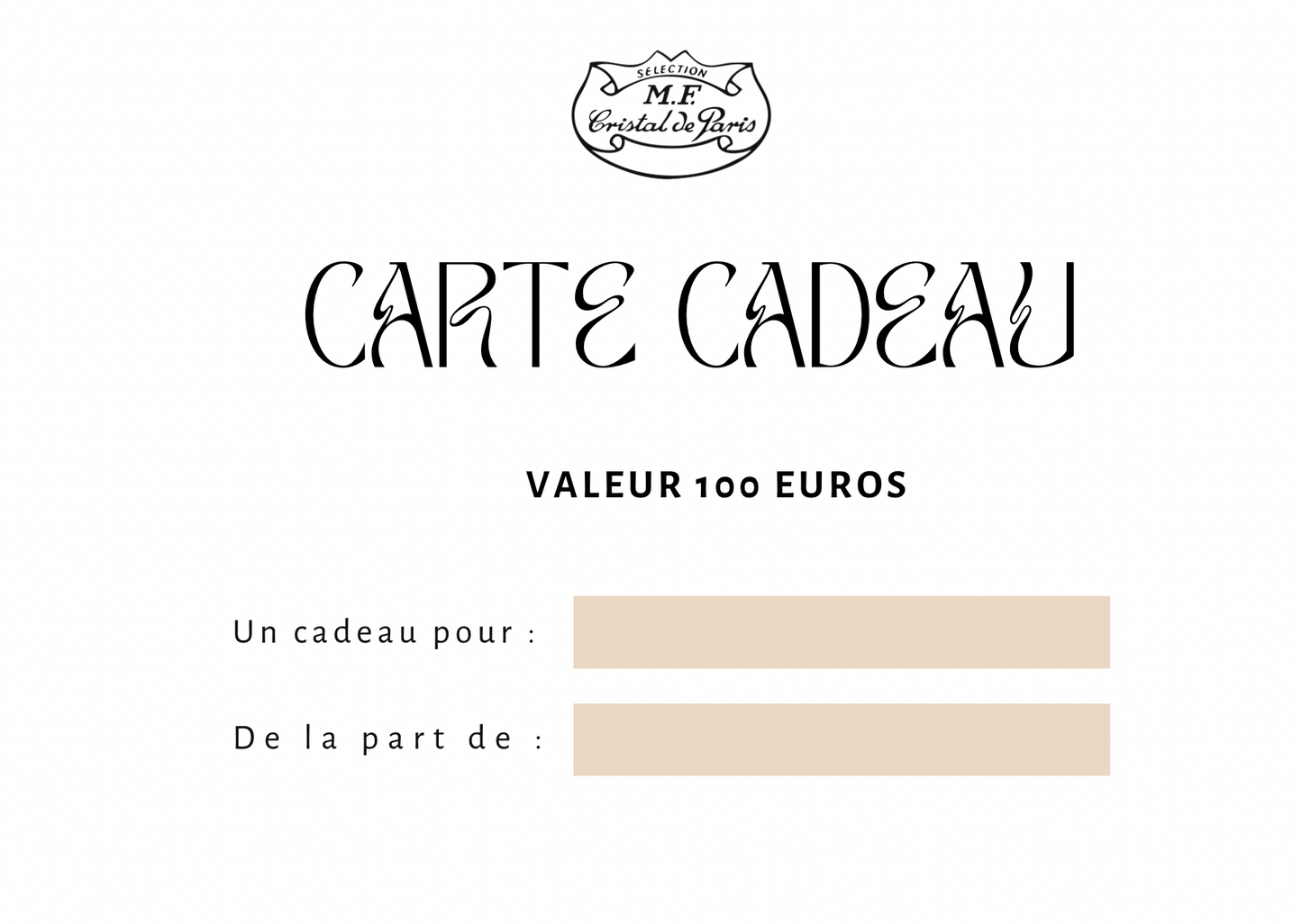 Carte Cadeaux Cristal Prestige