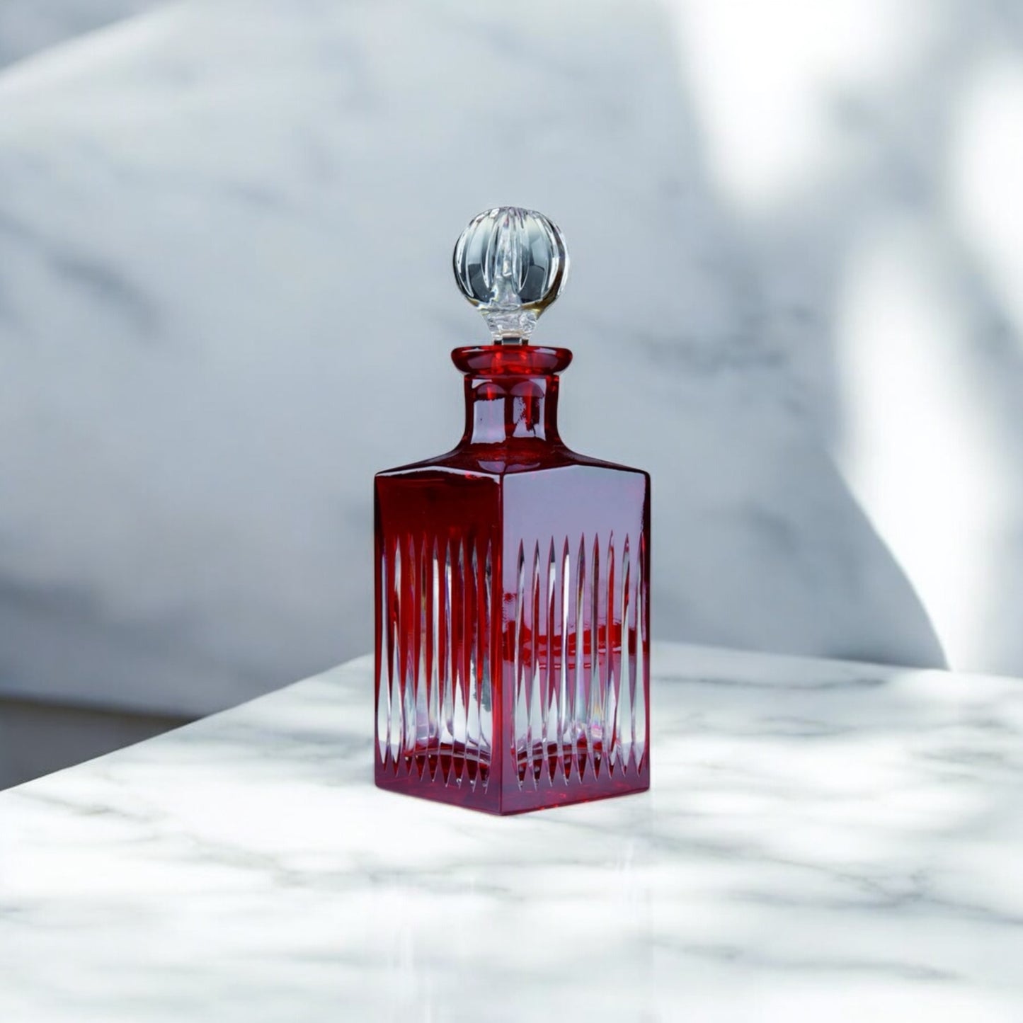 COFFRET CARAFE A WISKY COULEUR ROUGE - TIMELESS