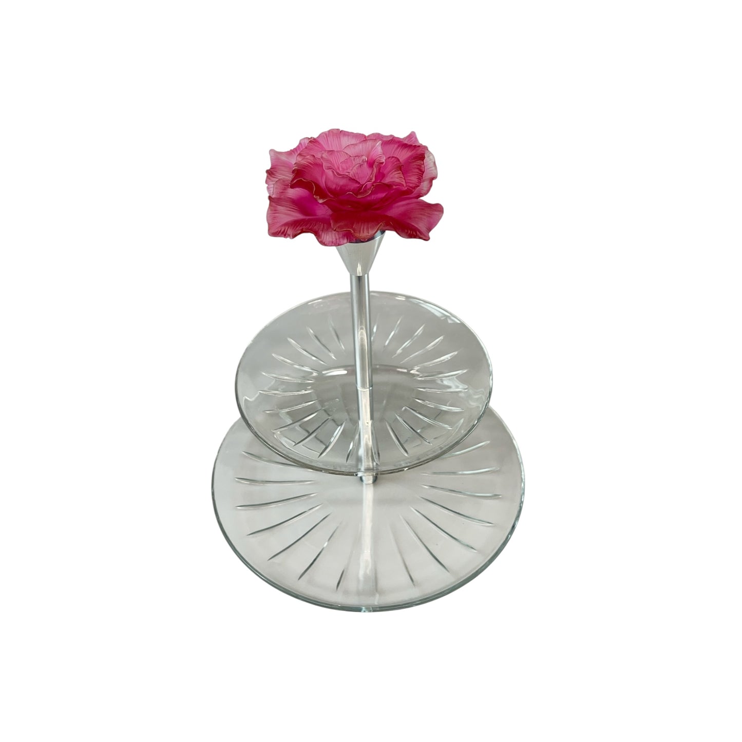 Serviteur 2 étages lines bouton en pâte de verre