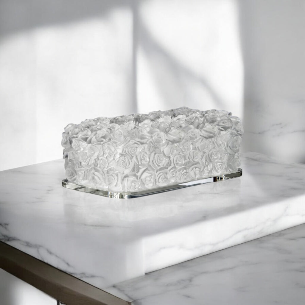 BOITE A MOUCHOIRS RECTANGULAIRE LES ROSES – SATINE 