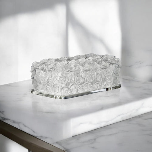 BOITE A MOUCHOIRS RECTANGULAIRE LES ROSES – SATINE 