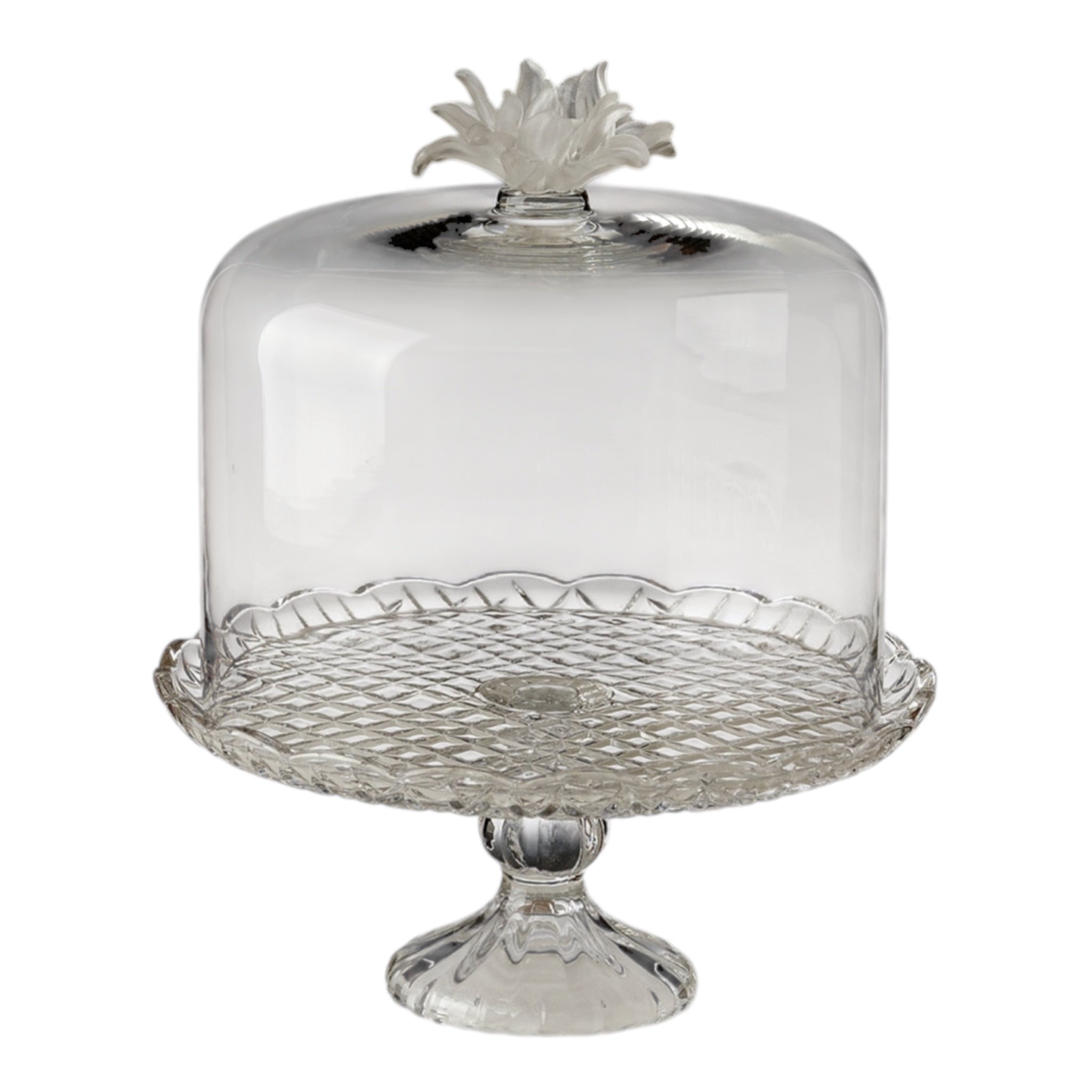 Cloche  à gâteau  sur pied carreaux bouton  pâte  de verres