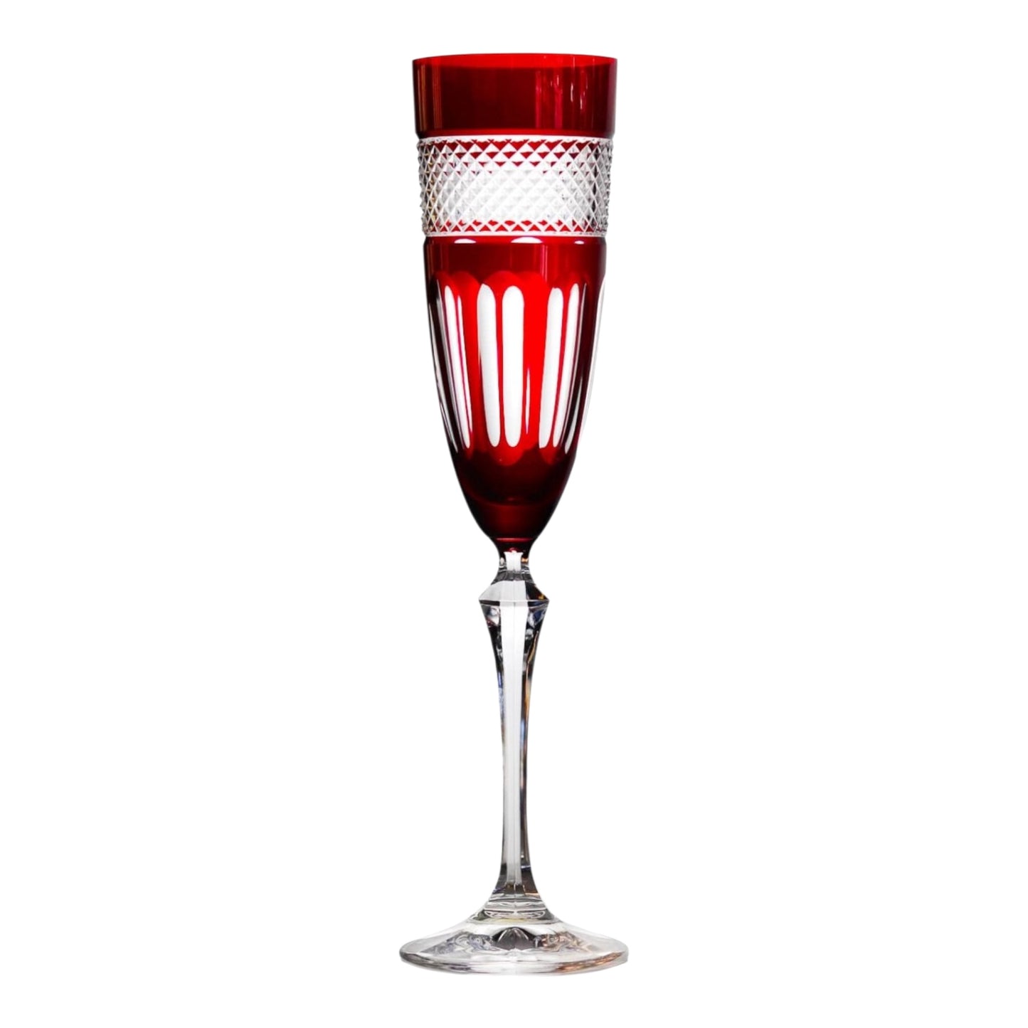 Flute à champagne en cristal de couleurs rouge  Noël collection Mireille 