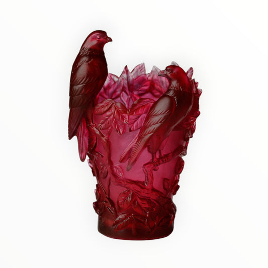 VASE DOUBLE PARROT RED H 20.0 CM