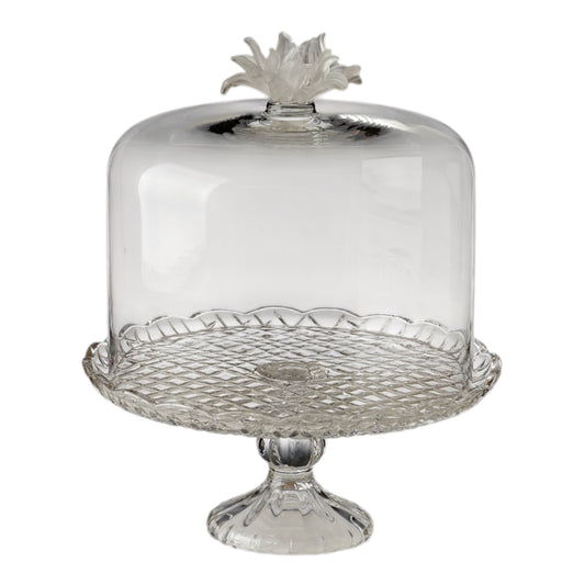 CLOCHE À GÂTEAU SUR PIEDS CARREAUX BOUTON PÂTE DE VERRES