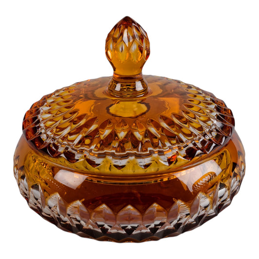 BONBONNIÈRE  FLAT LOUVRE AMBER H10CM & D 19CM