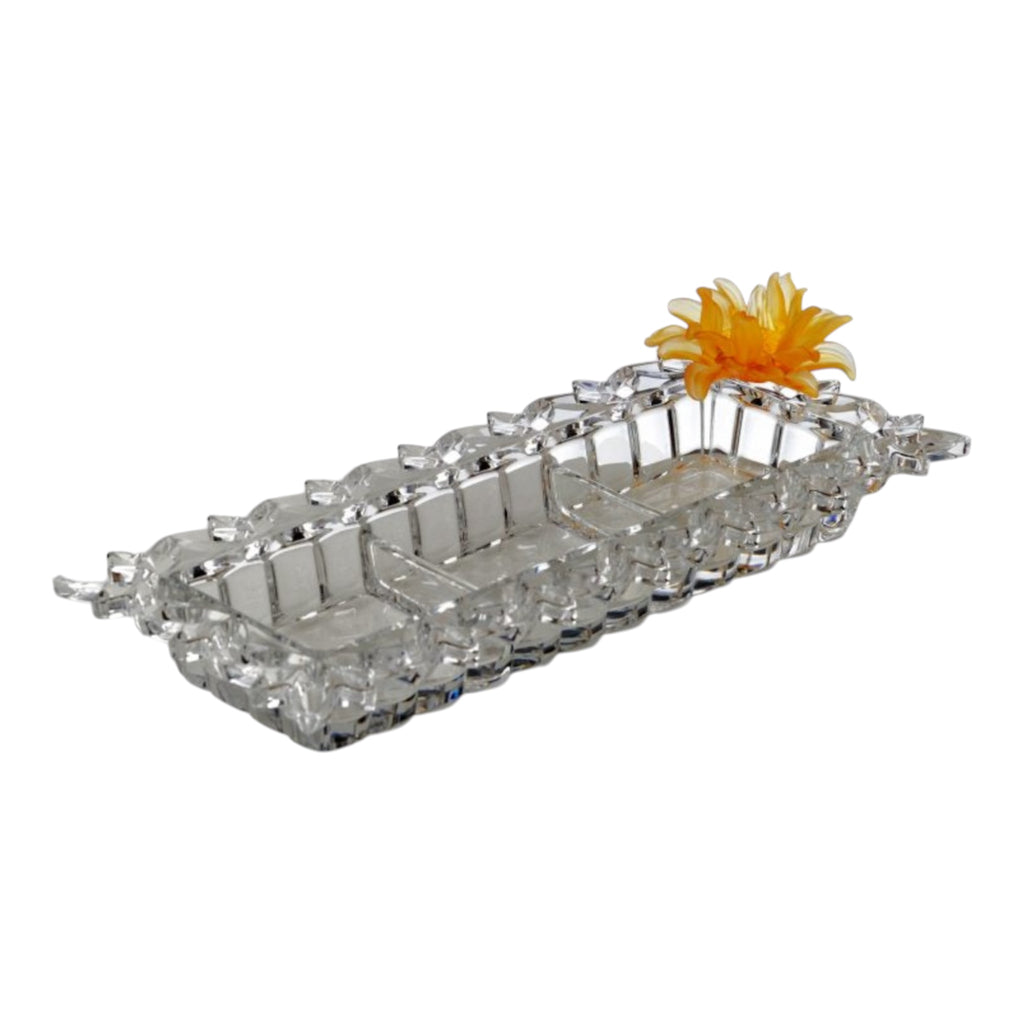 plateau long de 3 compartiment bouton pate de verre 