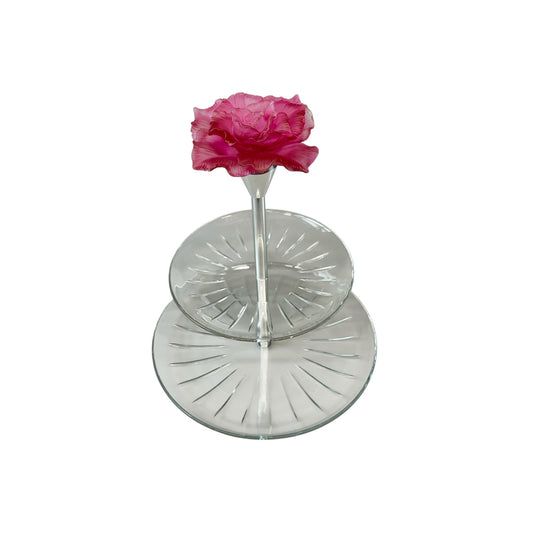 Serviteur 2 étages lines bouton en pâte de verre