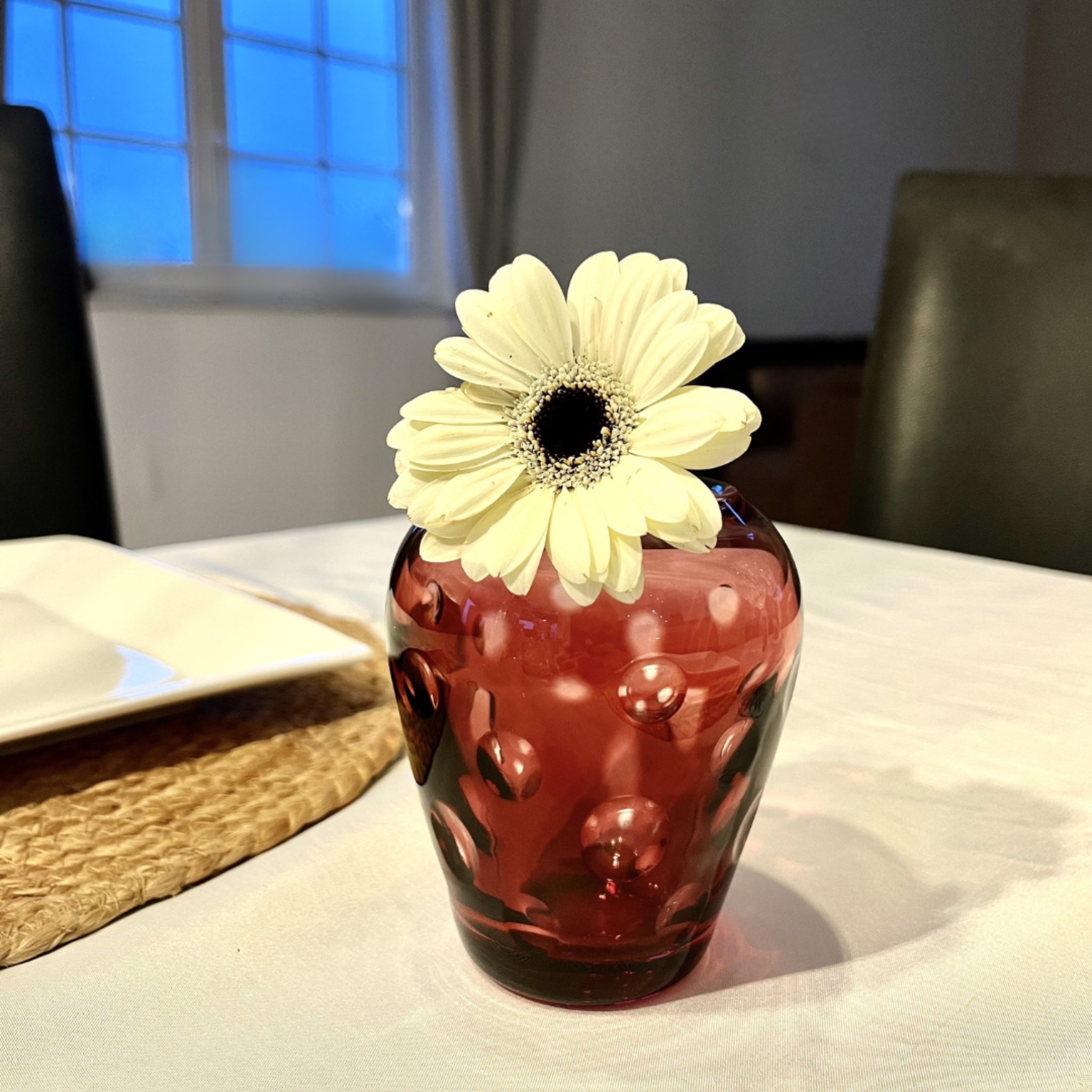 Vase de table rouge - cristal doublé
