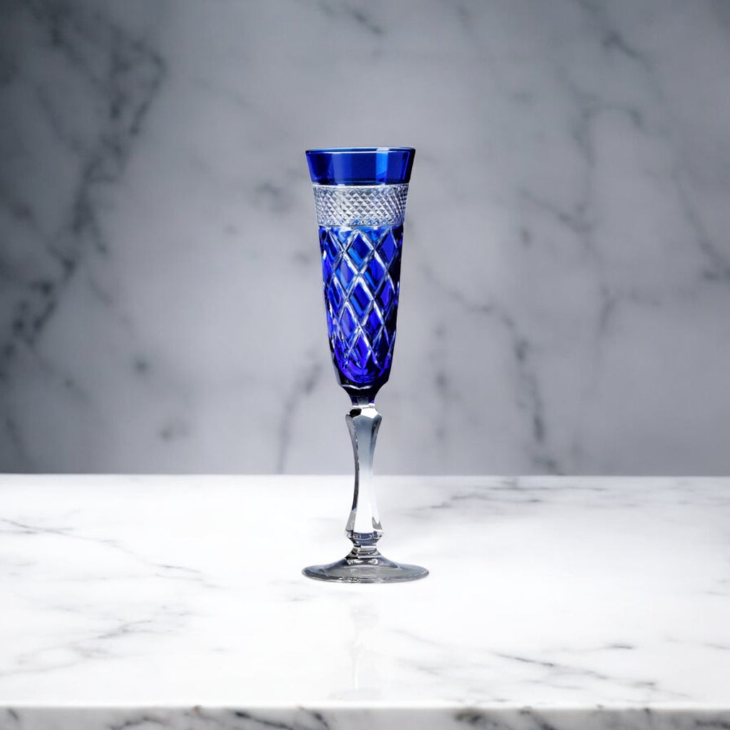 verre à flûte cristal n°7 bleu studio