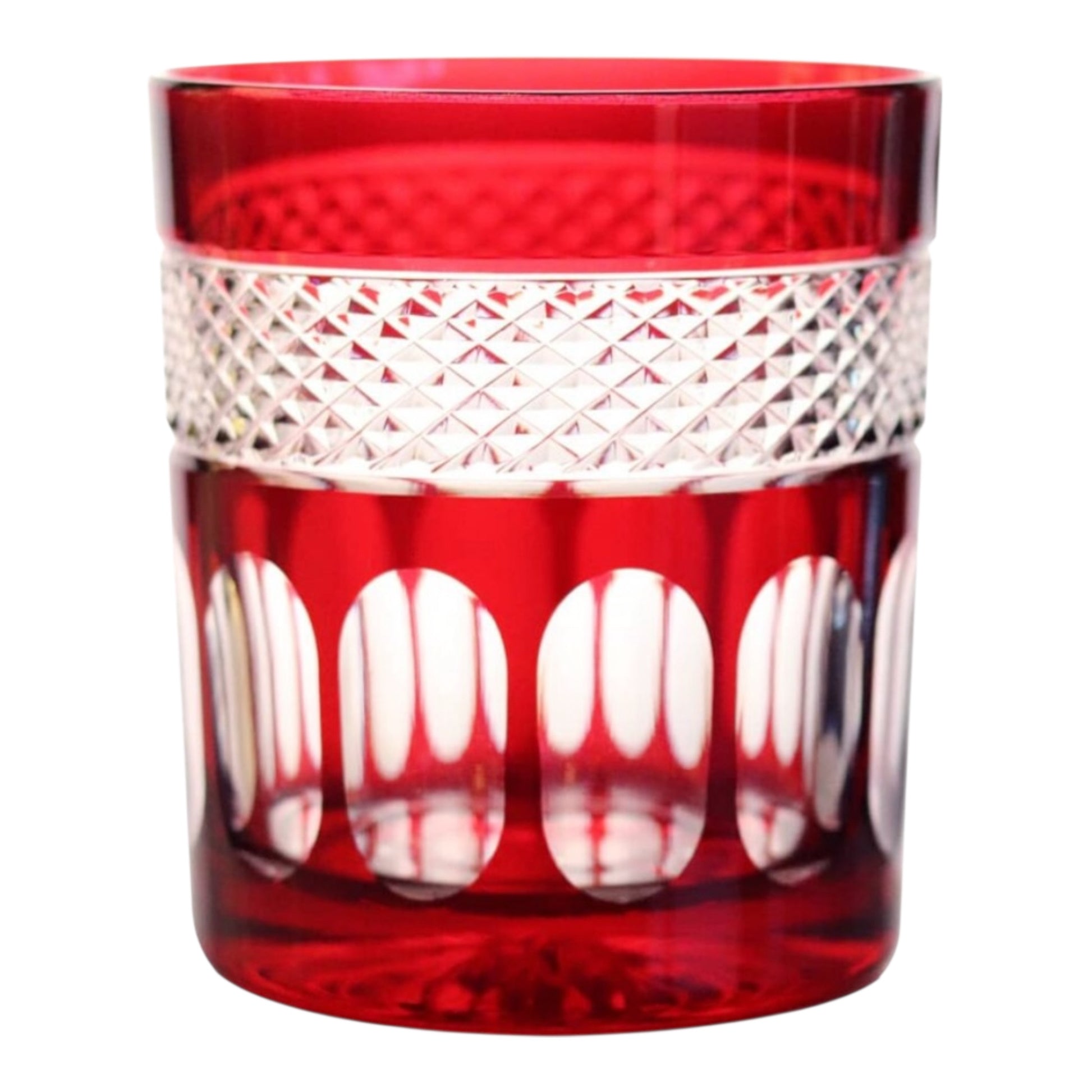 Verre de oel en cristal de couleurs rouge 